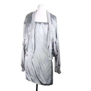 Stella McCartney Womens IT42 Gray Satin Strapless Mini Dress & Bomber Jacket 2PC